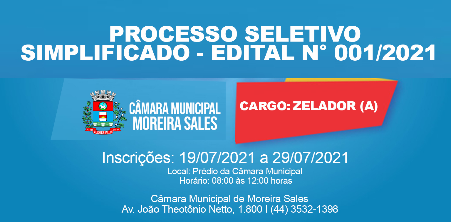 PROCESSO SELETIVO SIMPLIFICADO 001/2021 - ZELADOR (A)